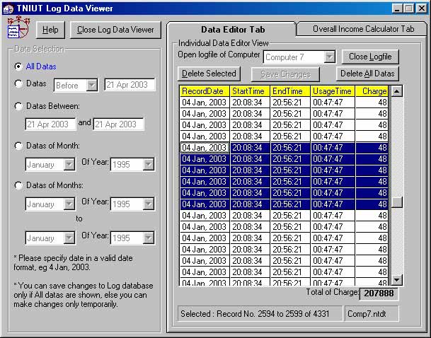 The Log Data Viewer Interface